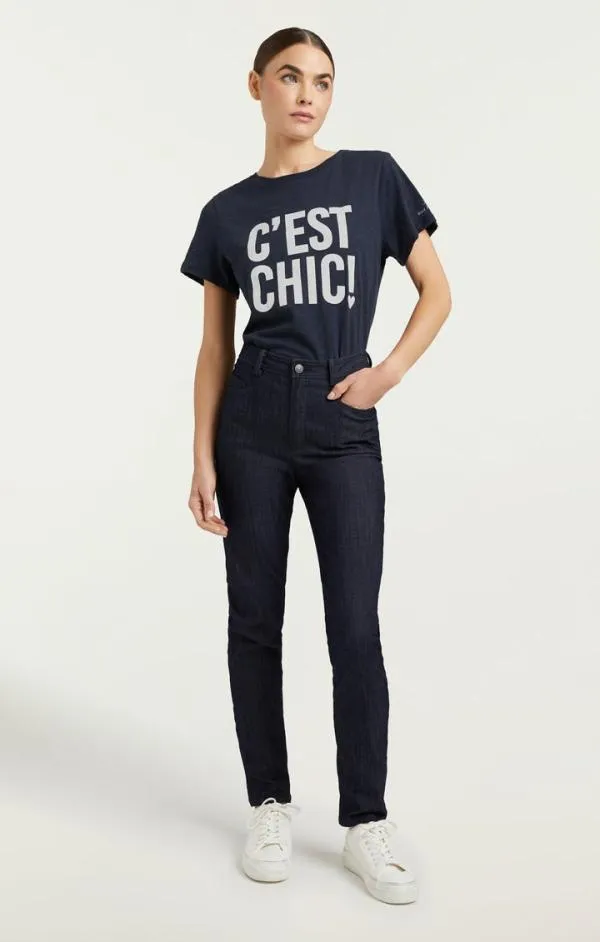 Cinq Sept C039est Chic Tee Navywhite Women Tees