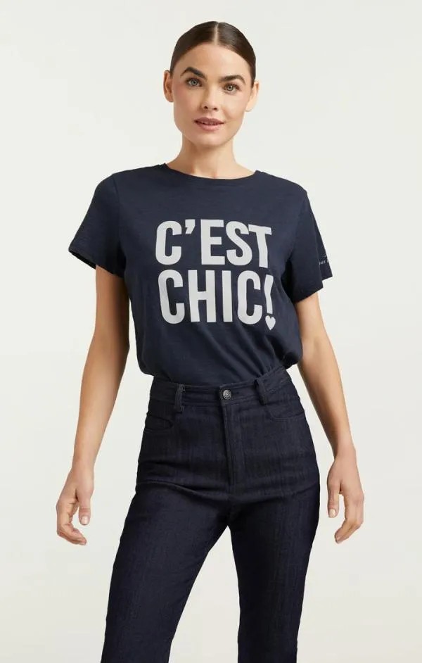 Cinq Sept C039est Chic Tee Navywhite Women Tees