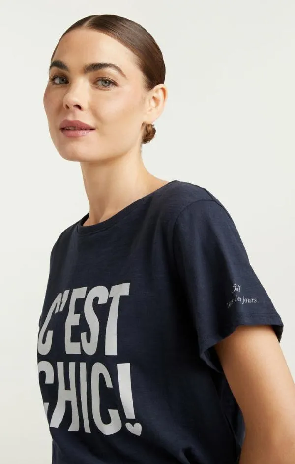 Cinq Sept C039est Chic Tee Navywhite Women Tees