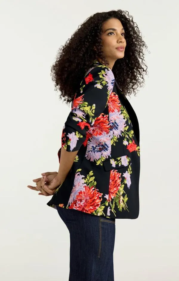 Cinq Sept Dark Chrysanthemum Scrunched Cheyenne Blazer Black Multi Women Blazers