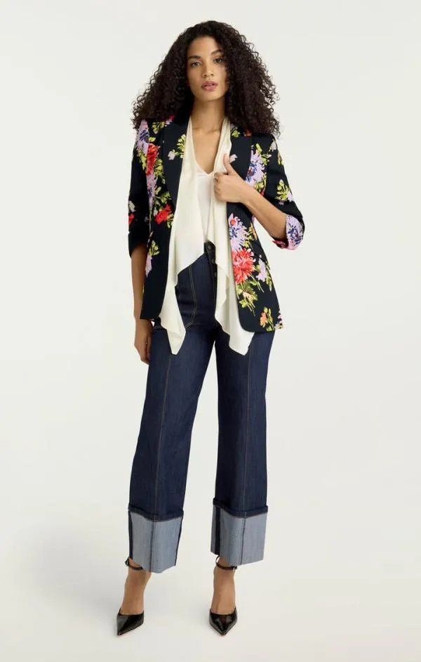 Cinq Sept Dark Chrysanthemum Scrunched Cheyenne Blazer Black Multi Women Blazers
