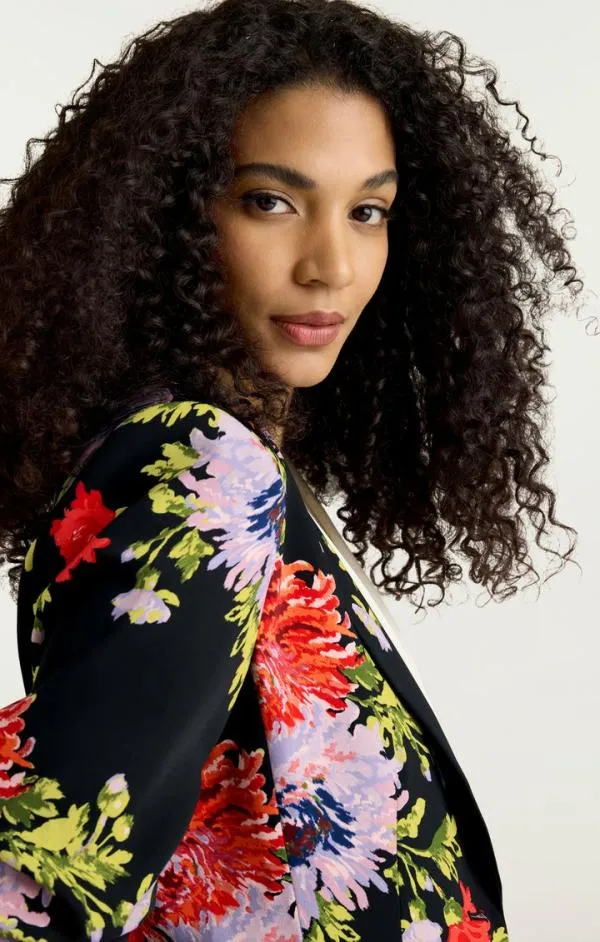 Cinq Sept Dark Chrysanthemum Scrunched Cheyenne Blazer Black Multi Women Blazers