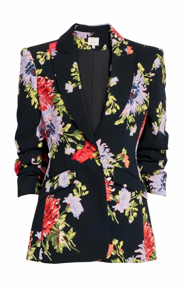 Cinq Sept Dark Chrysanthemum Scrunched Cheyenne Blazer Black Multi Women Blazers