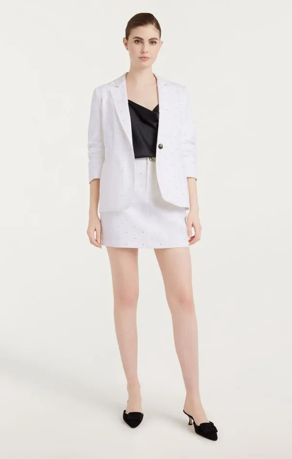 Cinq Sept Ditsy Rhinestone Khloe Blazer White Women Blazers