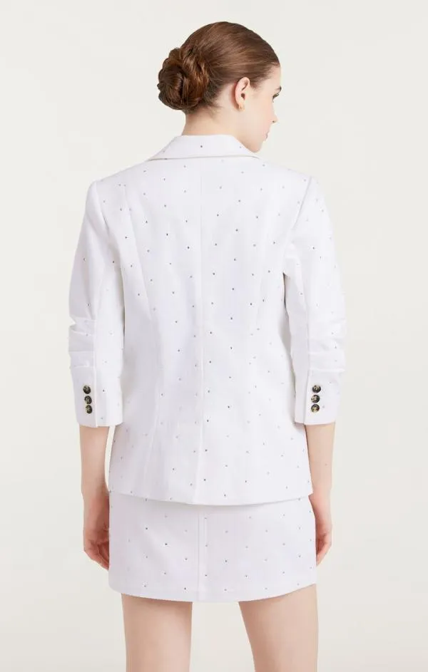 Cinq Sept Ditsy Rhinestone Khloe Blazer White Women Blazers