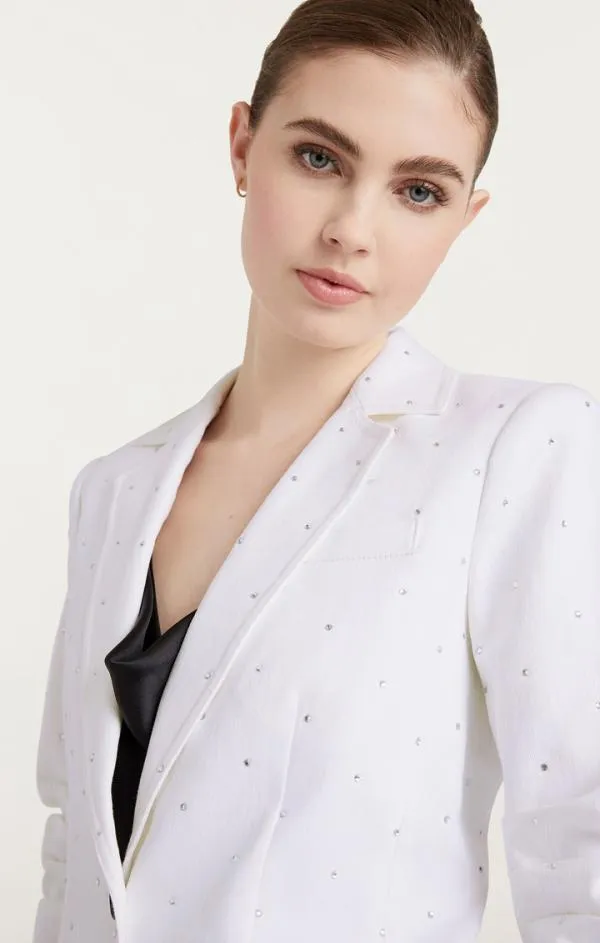 Cinq Sept Ditsy Rhinestone Khloe Blazer White Women Blazers