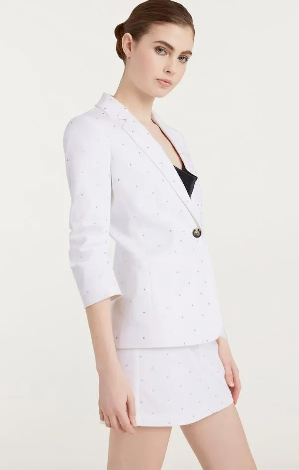 Cinq Sept Ditsy Rhinestone Khloe Blazer White Women Blazers