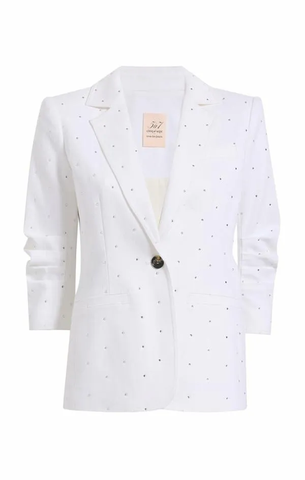 Cinq Sept Ditsy Rhinestone Khloe Blazer White Women Blazers