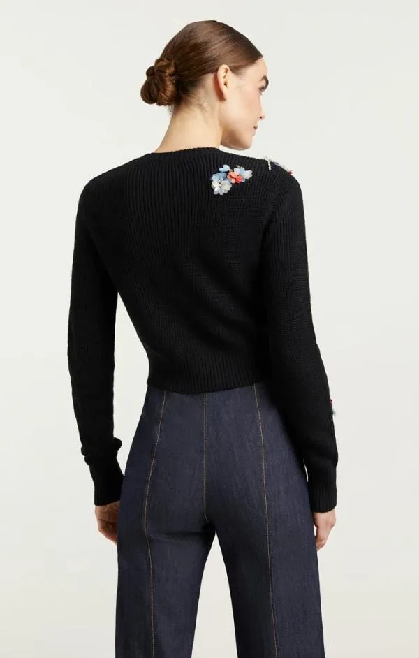 Cinq Sept Evie Crewneck Blackmulti Women Sweaters and Knits