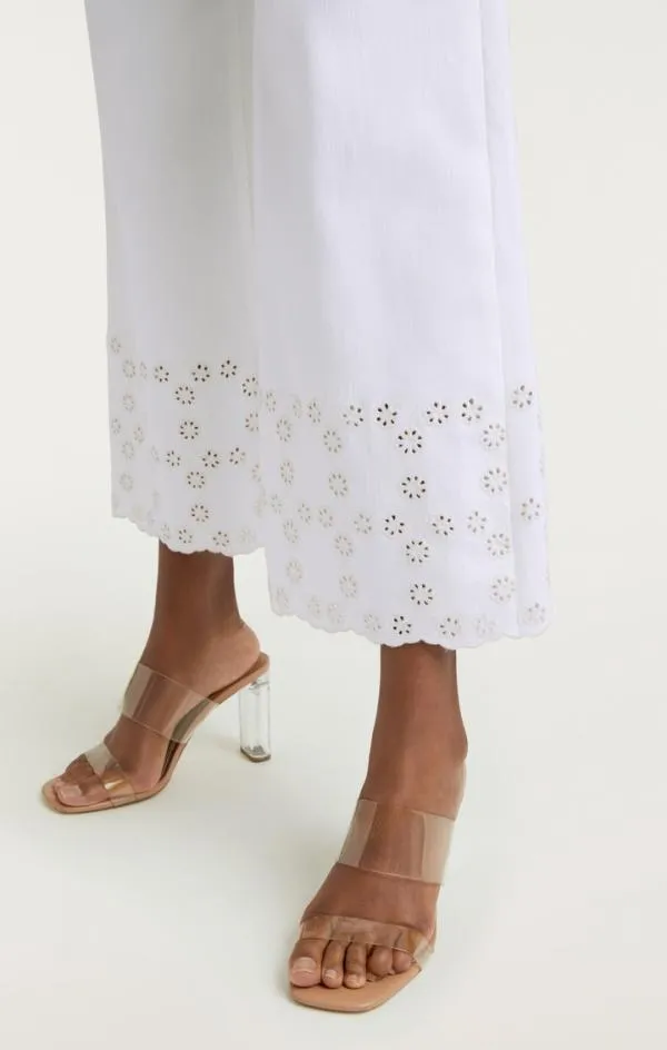 Cinq Sept Floral Eyelet Amelia Pant White Women Pants