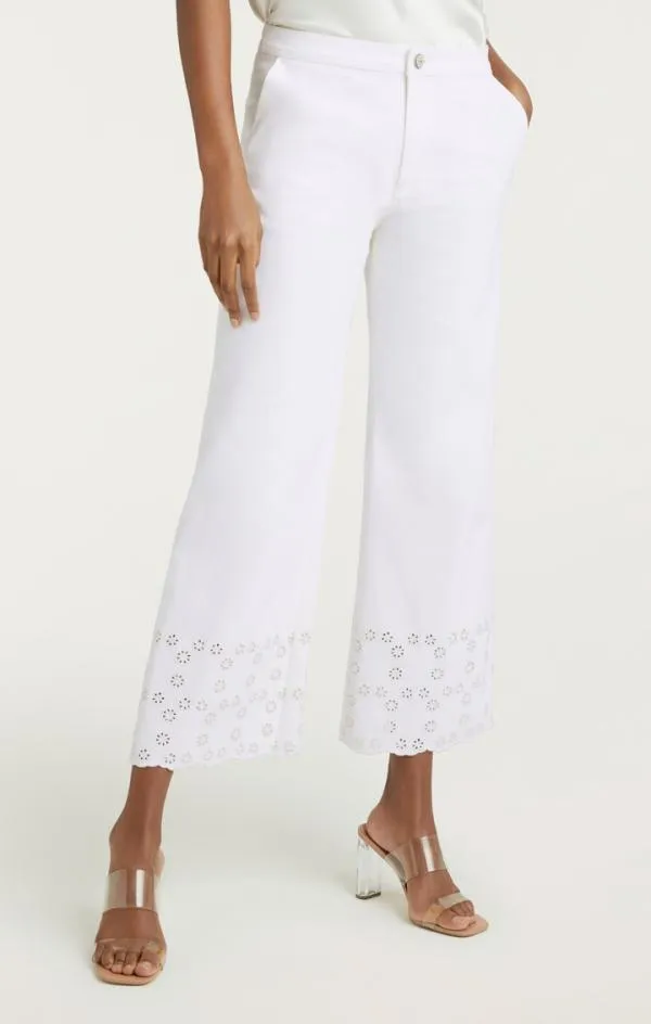 Cinq Sept Floral Eyelet Amelia Pant White Women Pants