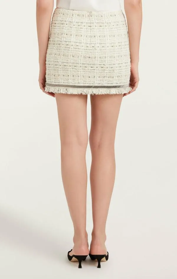 Cinq Sept Metallic Beaded Doris Skirt Ivory Women Skirts