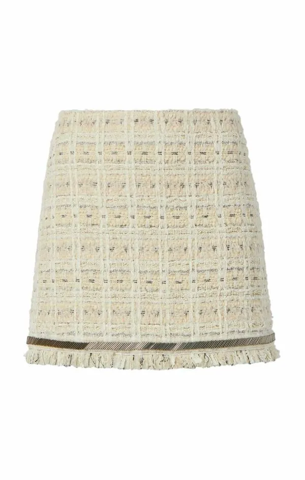 Cinq Sept Metallic Beaded Doris Skirt Ivory Women Skirts