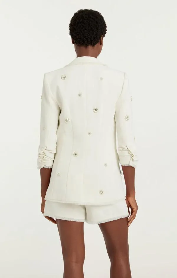 Cinq Sept Pearl Ditsy Flower Embellished Khloe Blazer Ivory Women Blazers