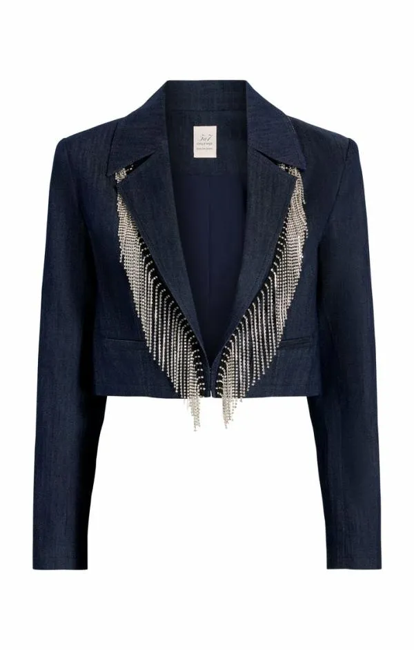 Cinq Sept Rhinestone Dara Jacket Indigo Women Blazers