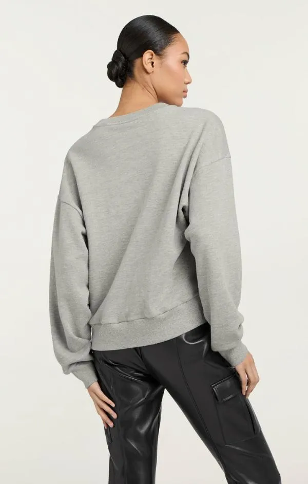 Cinq Sept Rhinestone Paris New York Brandy Pullover Heather Greyblack Women Long Sleeve Tops