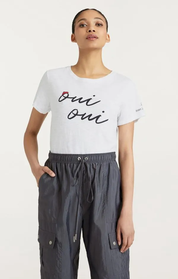 Cinq Sept Shrunken Oui Oui Tee Whiteblack Women Tees
