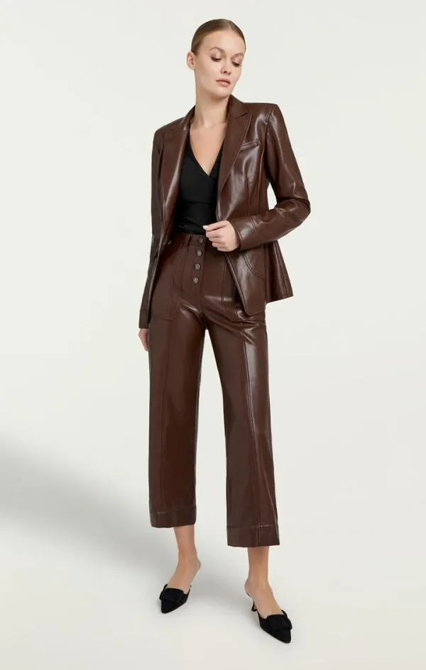 Cinq Sept Vegan Leather Louisa Blazer Tobacco Women Blazers