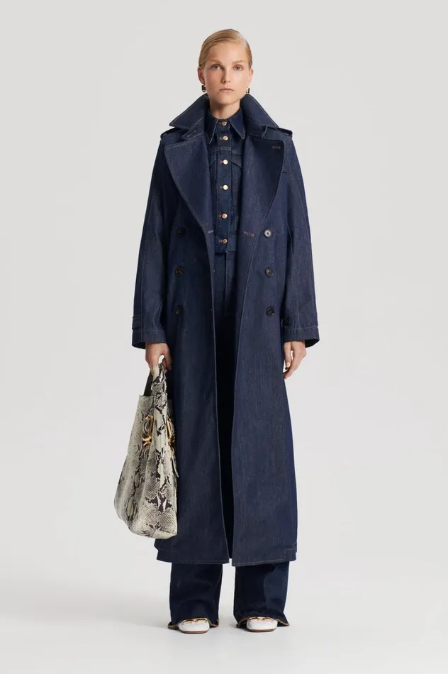Coats Women Scanlan Theodore DENIM TRENCH Indigos