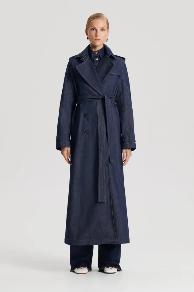 Coats Women Scanlan Theodore DENIM TRENCH Indigos Coats Women Scanlan Theodore DENIM TRENCH Indigos