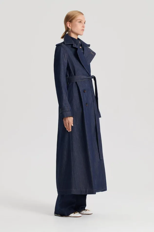 Coats Women Scanlan Theodore DENIM TRENCH Indigos Coats Women Scanlan Theodore DENIM TRENCH Indigos