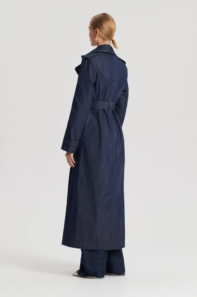 Coats Women Scanlan Theodore DENIM TRENCH Indigos Coats Women Scanlan Theodore DENIM TRENCH Indigos