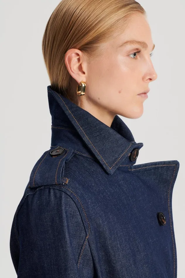 Coats Women Scanlan Theodore DENIM TRENCH Indigos Coats Women Scanlan Theodore DENIM TRENCH Indigos