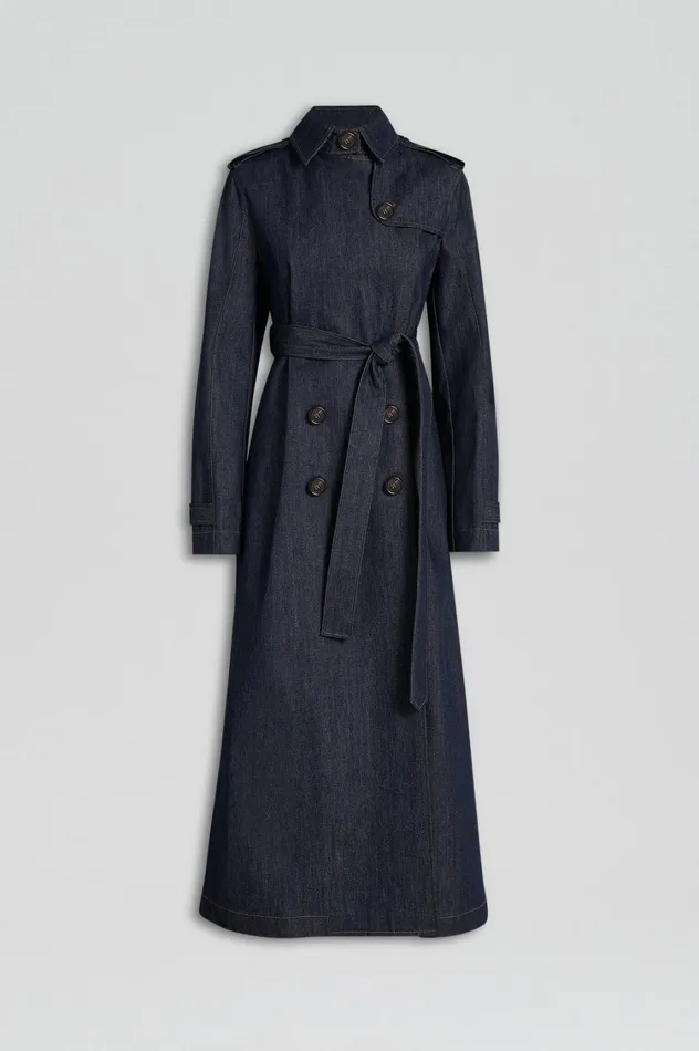 Coats Women Scanlan Theodore DENIM TRENCH Indigos Coats Women Scanlan Theodore DENIM TRENCH Indigos