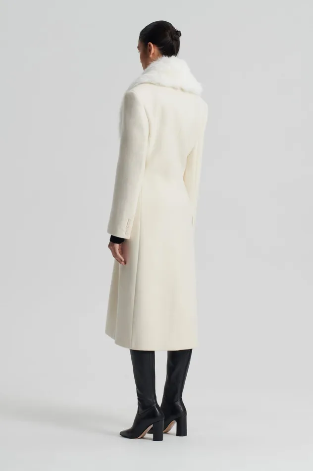 Coats Women Scanlan Theodore FAUX FUR COLLAR COAT Creme Coats Women Scanlan Theodore FAUX FUR COLLAR COAT Creme