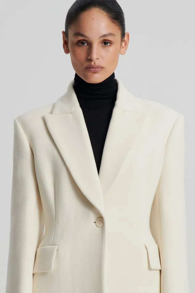 Coats Women Scanlan Theodore FAUX FUR COLLAR COAT Creme Coats Women Scanlan Theodore FAUX FUR COLLAR COAT Creme