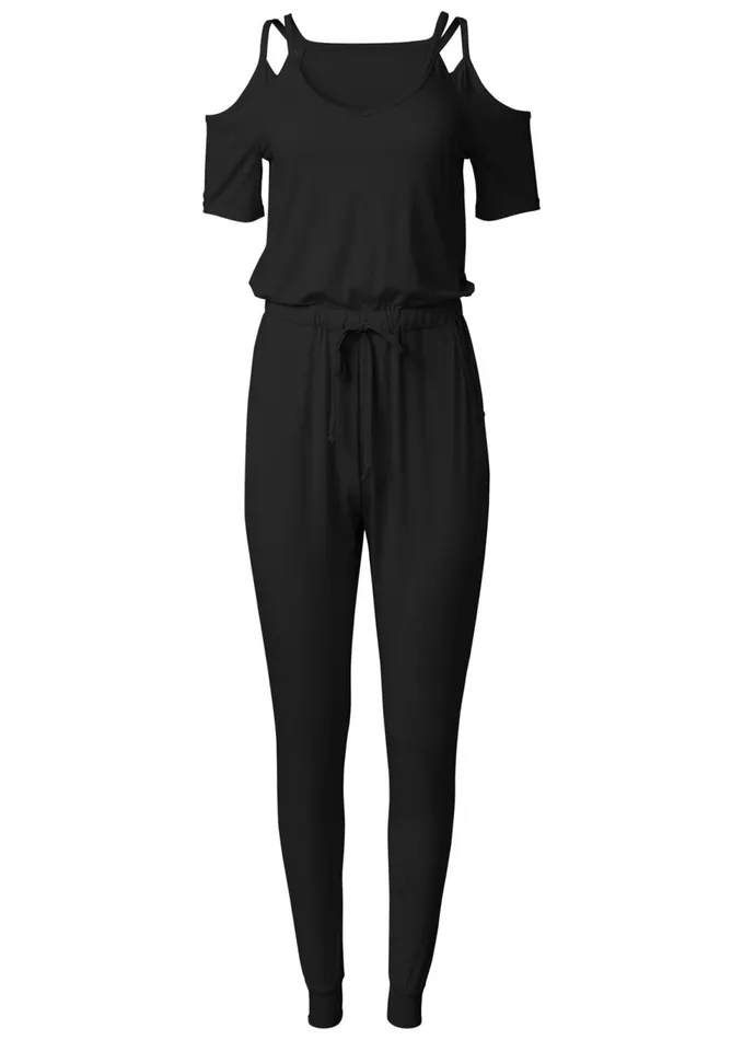 Coldshoulder Jumpsuit Black Women VENUS Casual Jumpsuits and Rompers