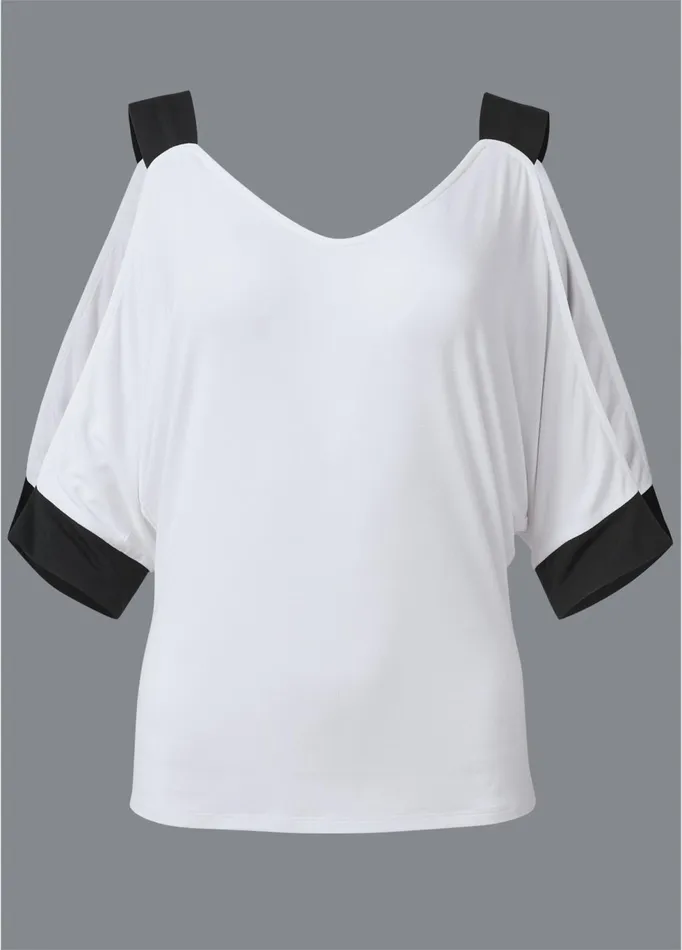 COLOR BLOCK TOP White and Black Women VENUS Short Sleeve Tops COLOR BLOCK TOP White and Black Women VENUS Short Sleeve Tops