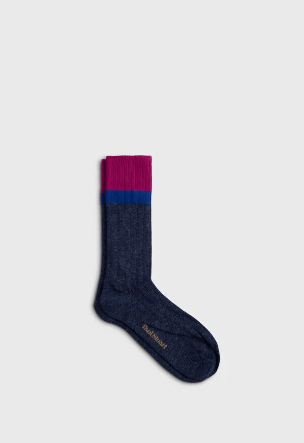 Cotton Denim Melange Sport Sock Berry Socks Paulstuart Mens