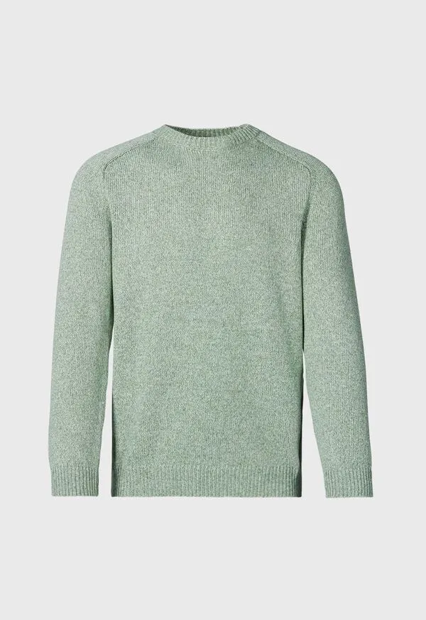 Cotton Melange Crewneck Sweater Camel Mens Sweaters Paulstuart