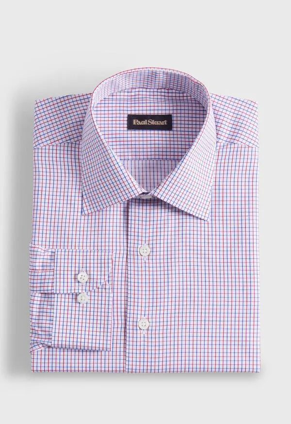 Cotton Tattersall Sport Shirt RedNavy Mens Sport Shirts Paulstuart