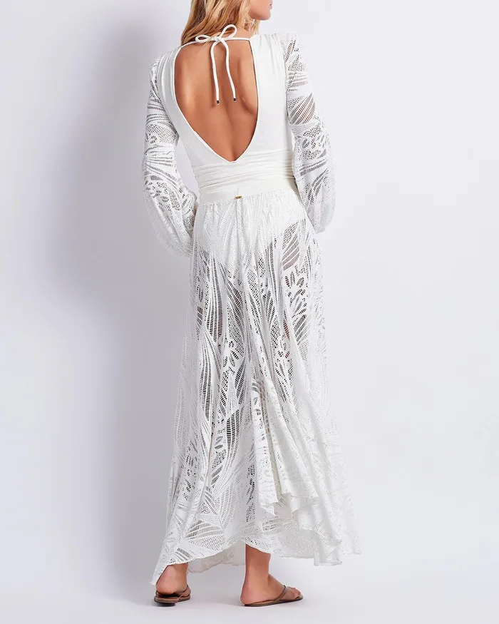 CoverUps Women PatBO Metallic Lace Beach Skirt