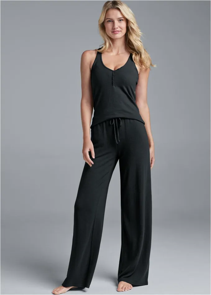 Cozy Hacci Wide Leg Pants Brown Women VENUS Cozy Loungewear