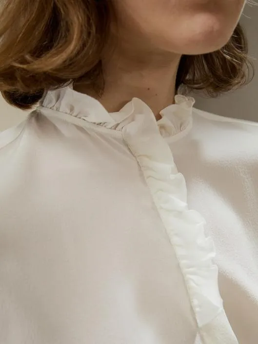 Crpe De Chine Blouse With Ruffle Edge Women Blouses Lilysilk Shirts