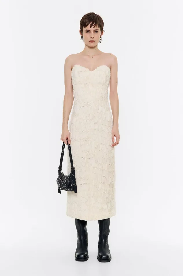 Cream Sweetheart Neckline Dress Cream Women Bimba Y Lola Party