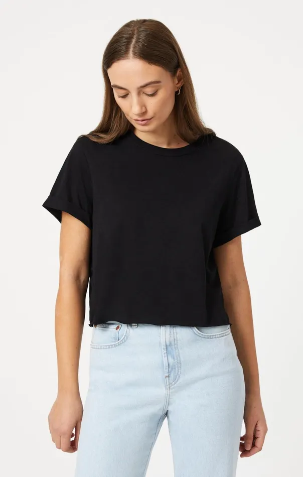 Cropped TShirt In Black Women Mavi Jeans Tops and TShirts