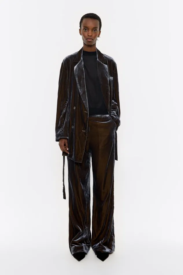 Dark Taupe Velvet Trousers Dark Taupe Women Bimba Y Lola Trousers