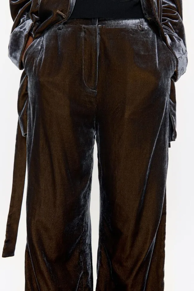 Dark Taupe Velvet Trousers Dark Taupe Women Bimba Y Lola Trousers Dark Taupe Velvet Trousers Dark Taupe Women Bimba Y Lola Trousers