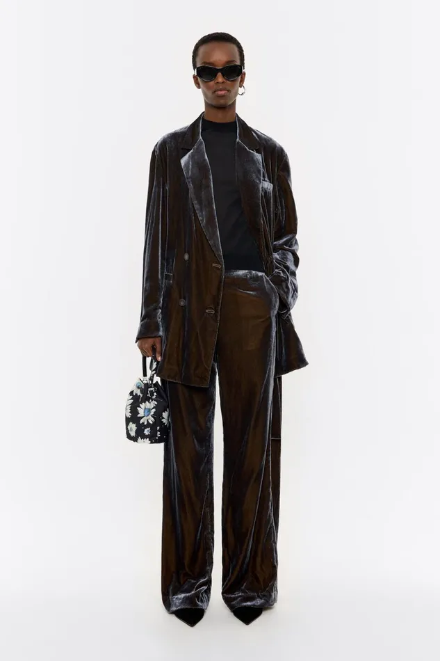 Dark Taupe Velvet Trousers Dark Taupe Women Bimba Y Lola Trousers Dark Taupe Velvet Trousers Dark Taupe Women Bimba Y Lola Trousers