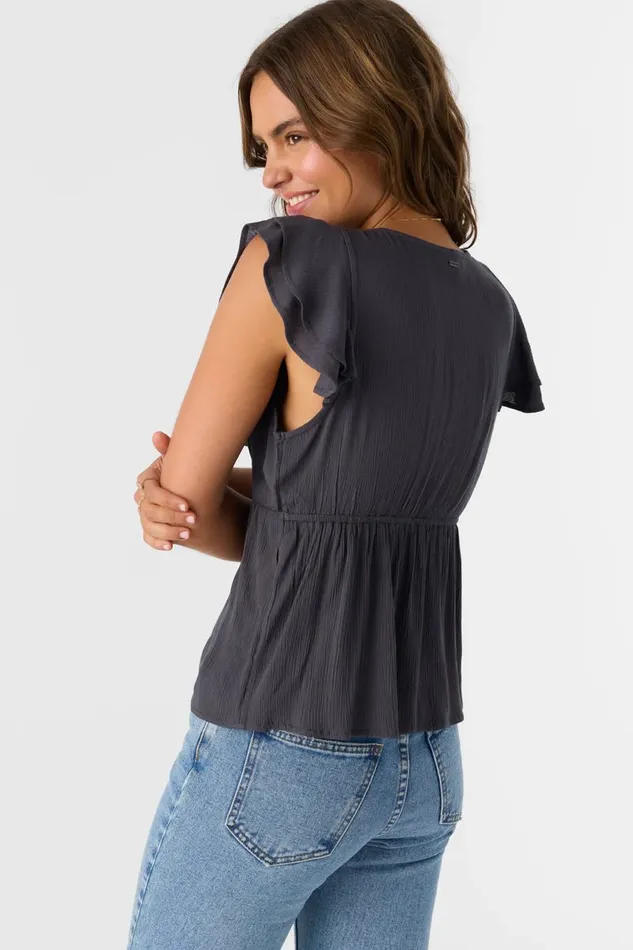 DEJI SOLID FLUTTER SLEEVE TOP Periscope Women O039NEILL Clothing