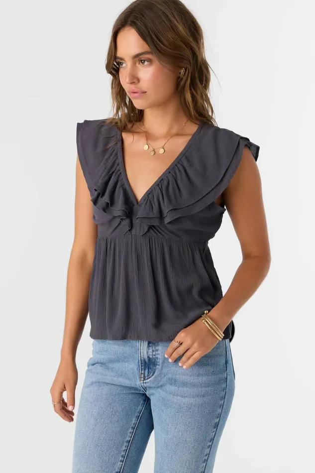 DEJI SOLID FLUTTER SLEEVE TOP Periscope Women O039NEILL Clothing