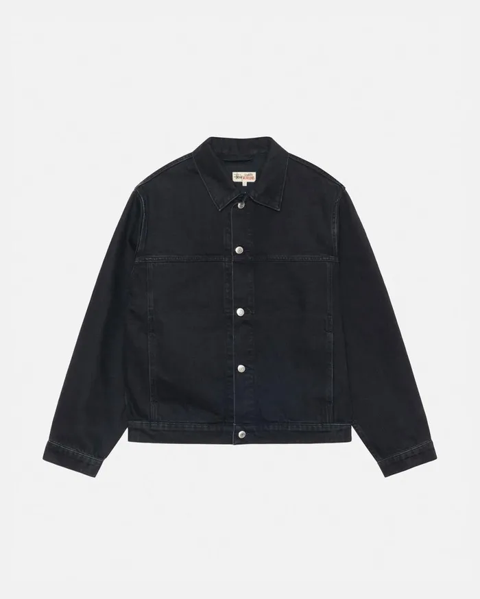 Denim MenWomen Stussy TRUCKER JACKET DENIM Black