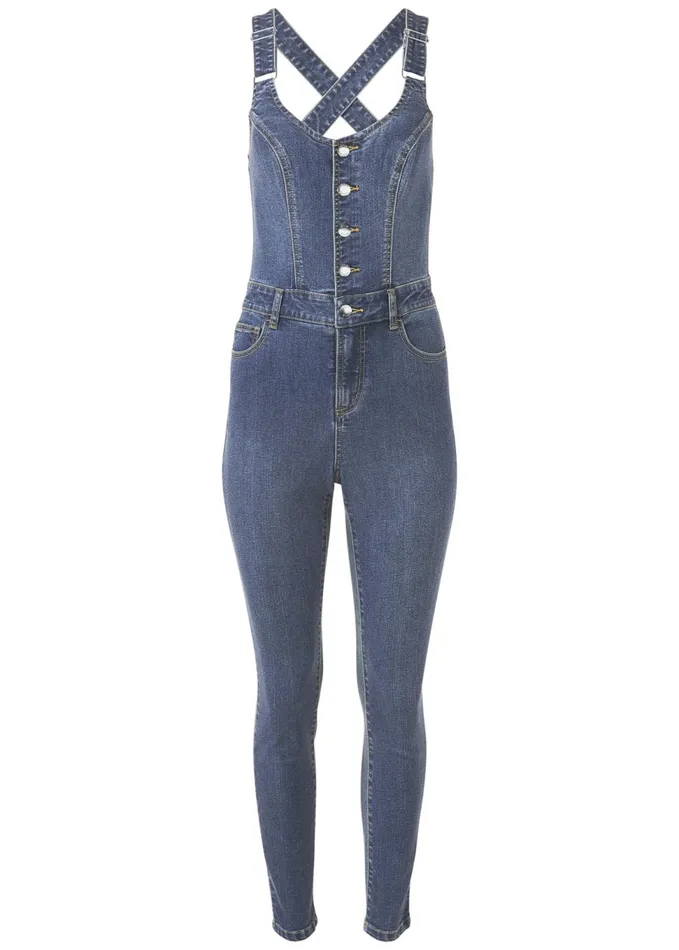 DENIM OVERALLS Medium Wash Women VENUS Casual Jumpsuits and Rompers