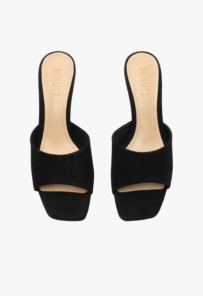 Dethalia Leather Sandal Black Women Schutz Shoes Mules