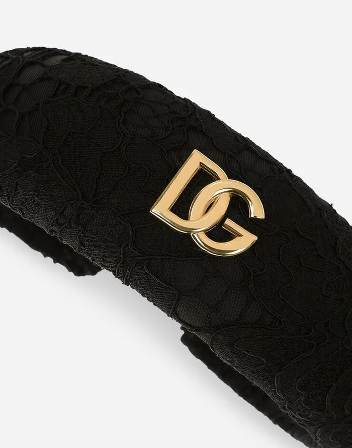Dolce and Gabbana Accessories Children Cordonetto Lace Headband Black Dolce and Gabbana Accessories Children Cordonetto Lace Headband Black