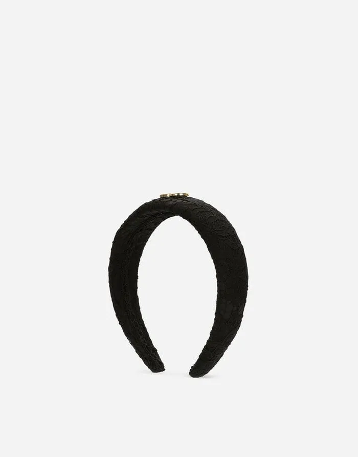 Dolce and Gabbana Accessories Children Cordonetto Lace Headband Black Dolce and Gabbana Accessories Children Cordonetto Lace Headband Black
